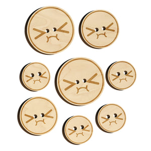 Kawaii Cute Embarrassed Scrunched Face Wood Buttons for Sewing Knitting Crochet DIY Craft