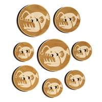 Toothy Angler Fish Wood Buttons for Sewing Knitting Crochet DIY Craft
