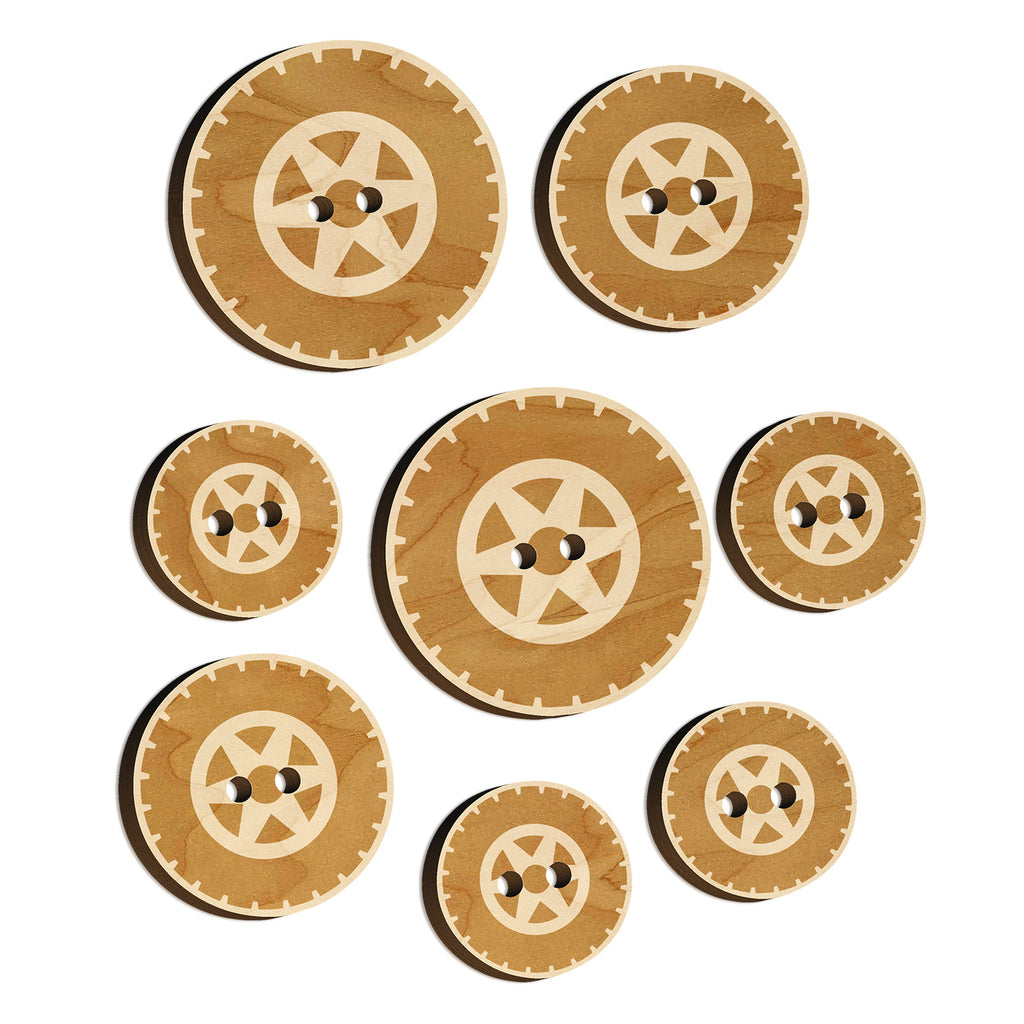 Wheel Tire Icon Wood Buttons for Sewing Knitting Crochet DIY Craft