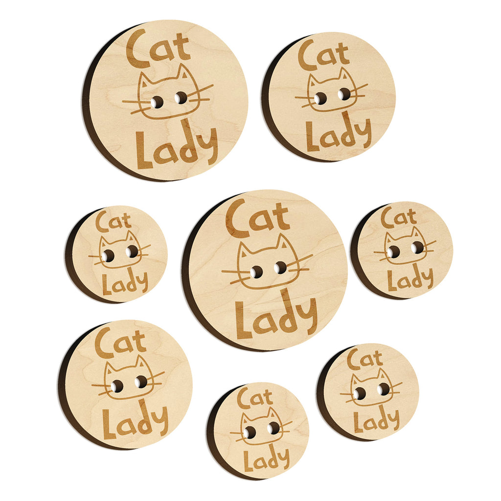 Cat Lady Cuteness Wood Buttons for Sewing Knitting Crochet DIY Craft