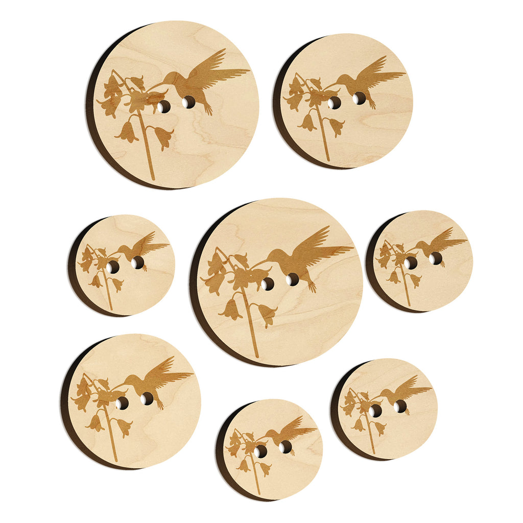 Hummingbird and Flower Wood Buttons for Sewing Knitting Crochet DIY Craft