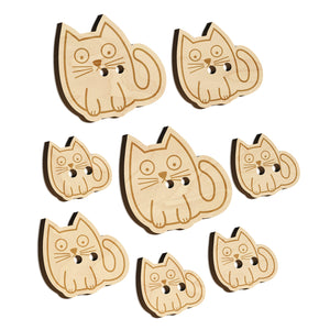 Wary Kitty Cat Wood Buttons for Sewing Knitting Crochet DIY Craft