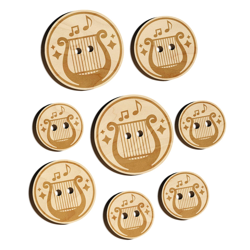 Bard Instrument Harp Lyre Wood Buttons for Sewing Knitting Crochet DIY Craft