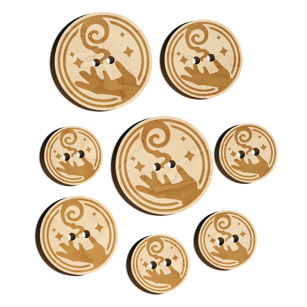 Mage Wizard Magic Spell Wood Buttons for Sewing Knitting Crochet DIY Craft