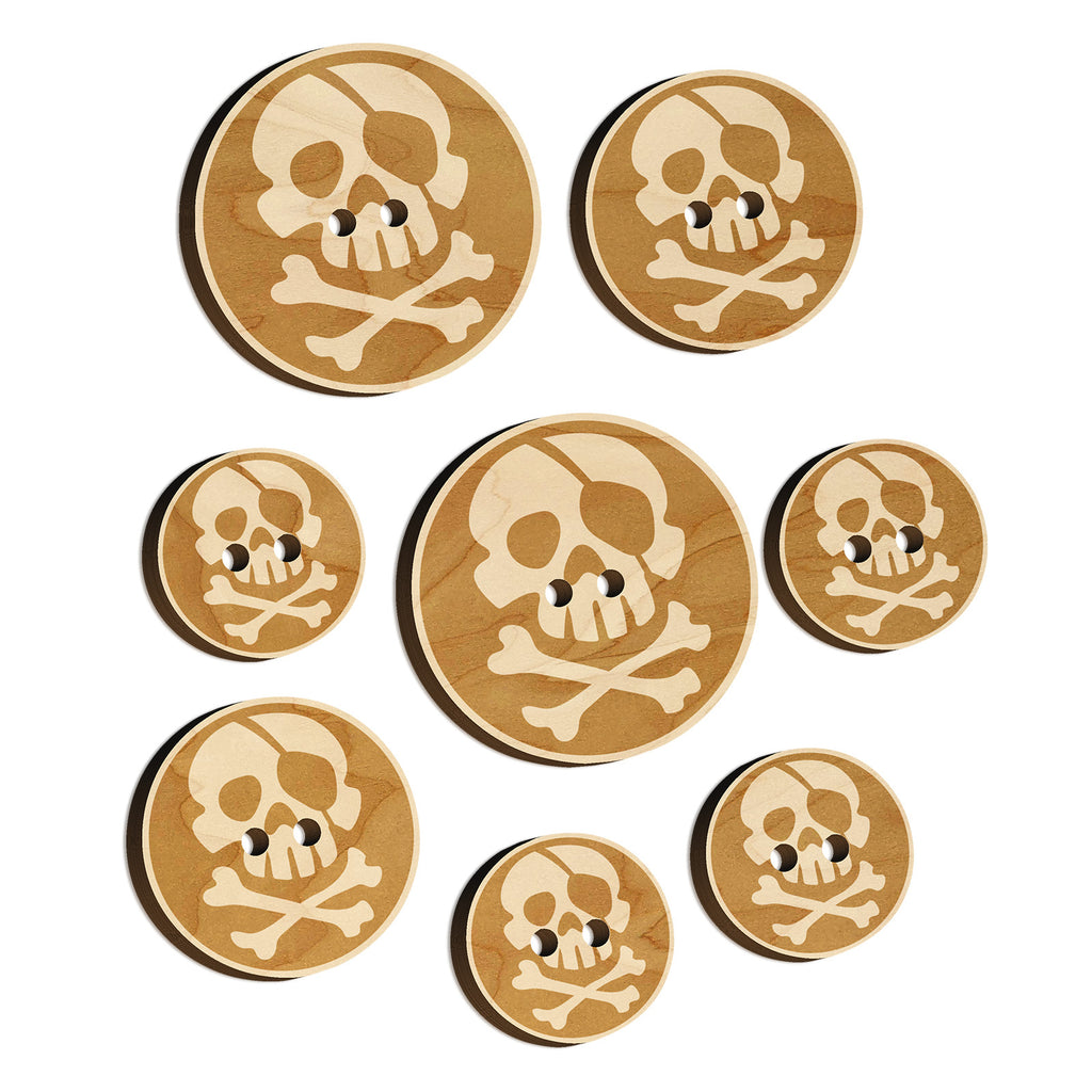 Pirate Skull and Crossbones Jolly Roger Wood Buttons for Sewing Knitting Crochet DIY Craft