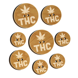 THC Marijuana Leaf Circle Wood Buttons for Sewing Knitting Crochet DIY Craft