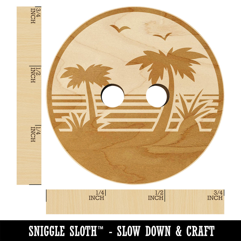 Tropical Beach with Palm Trees Wood Buttons for Sewing Knitting Crochet DIY Craft