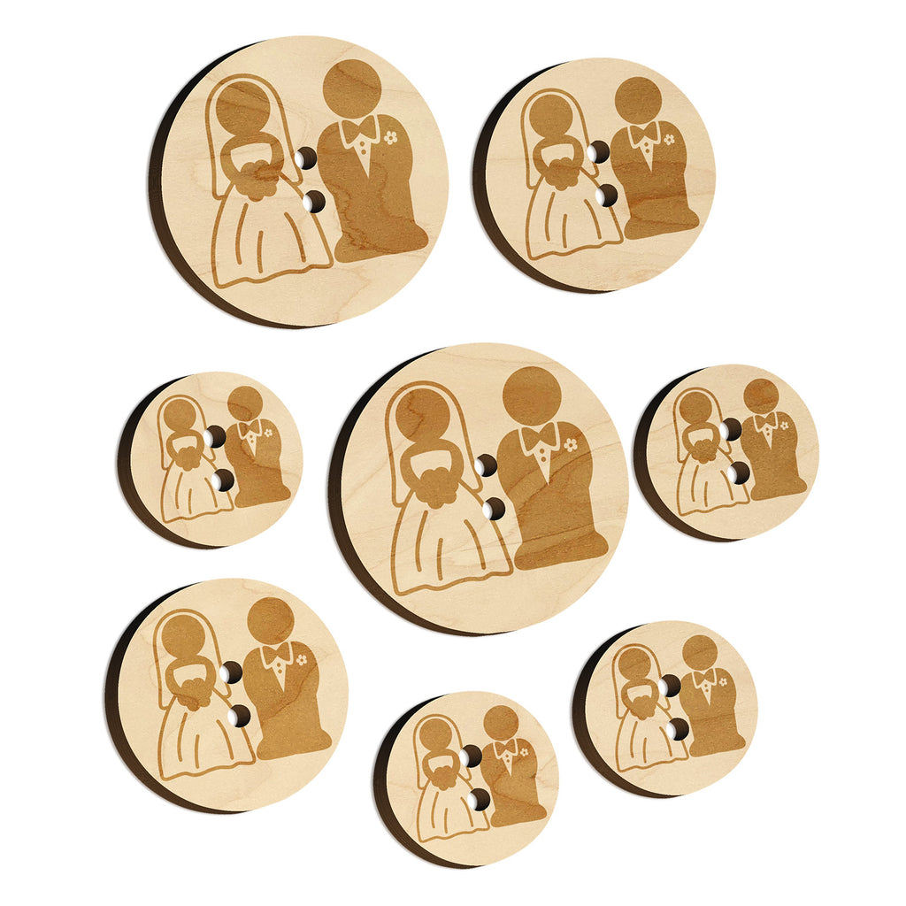 Bride and Groom Wedding Wood Buttons for Sewing Knitting Crochet DIY Craft