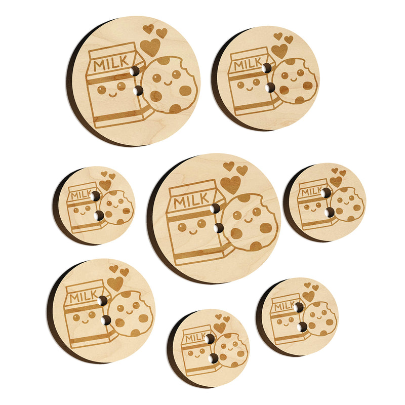 Cute Milk and Cookies Best Friends Love Wood Buttons for Sewing Knitting Crochet DIY Craft