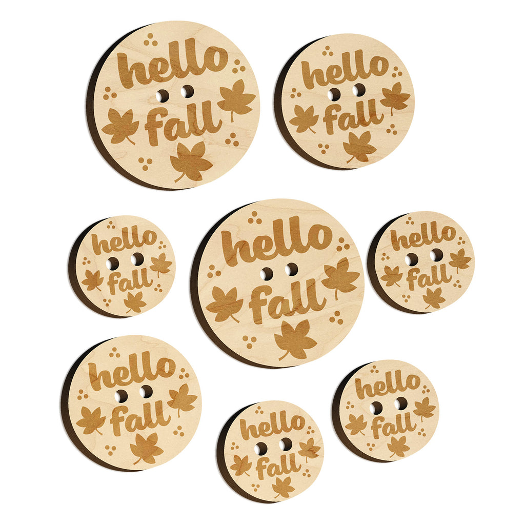 Hello Fall Wood Buttons for Sewing Knitting Crochet DIY Craft