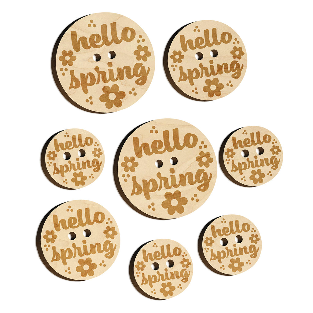 Hello Spring Wood Buttons for Sewing Knitting Crochet DIY Craft