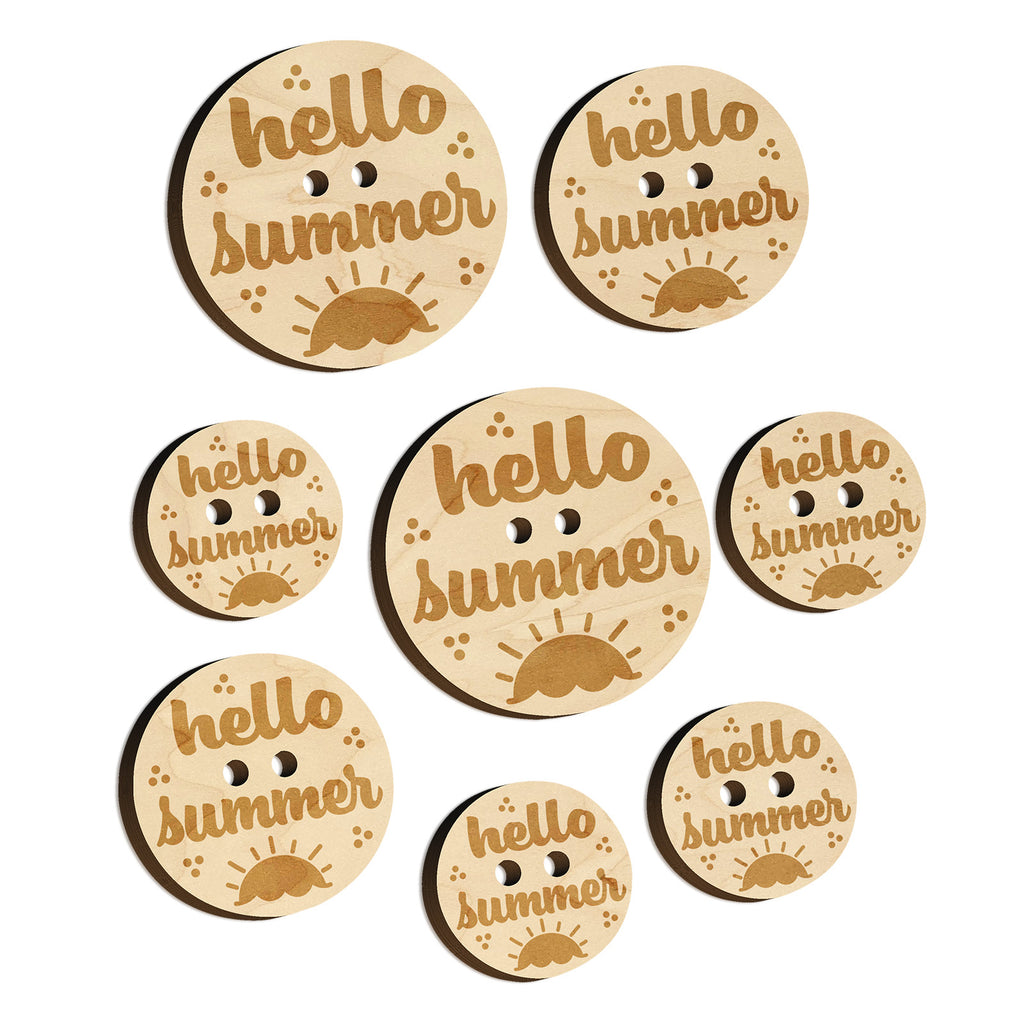 Hello Summer Wood Buttons for Sewing Knitting Crochet DIY Craft
