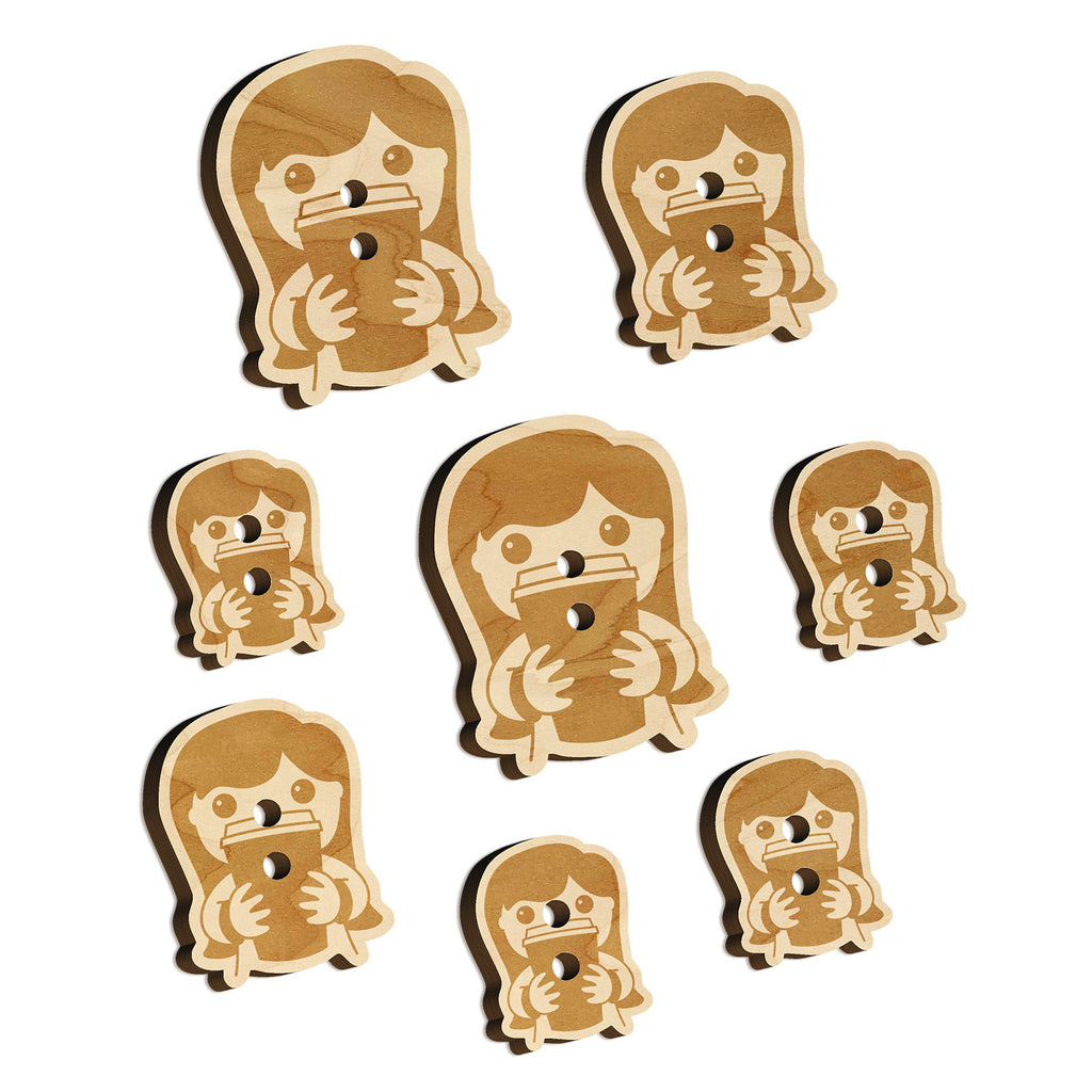 Latte Girl Coffee Wood Buttons for Sewing Knitting Crochet DIY Craft