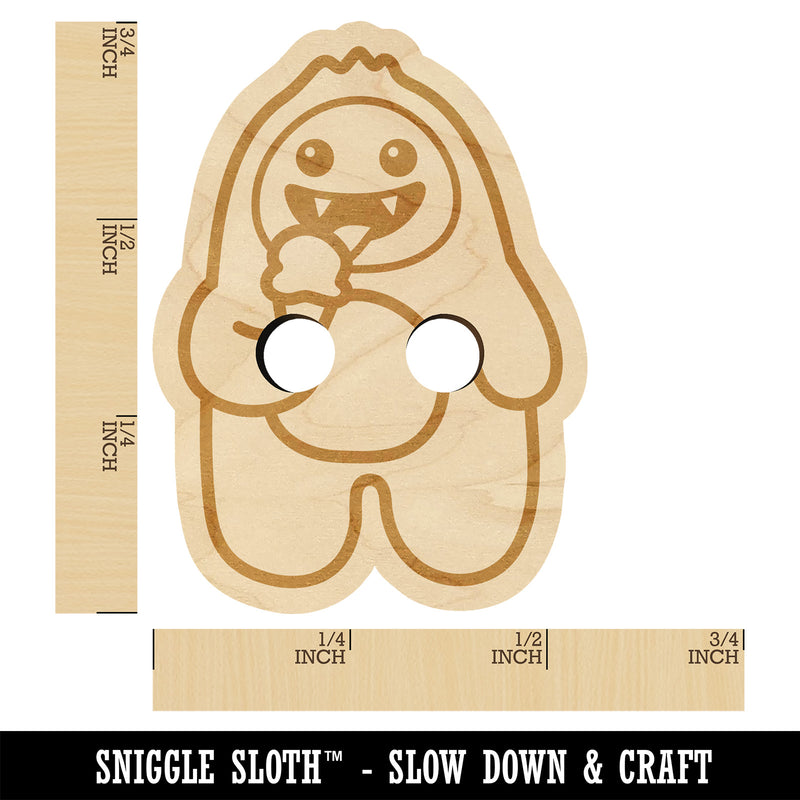Yeti Abominable Snowman Eating Ice Cream Wood Buttons for Sewing Knitting Crochet DIY Craft