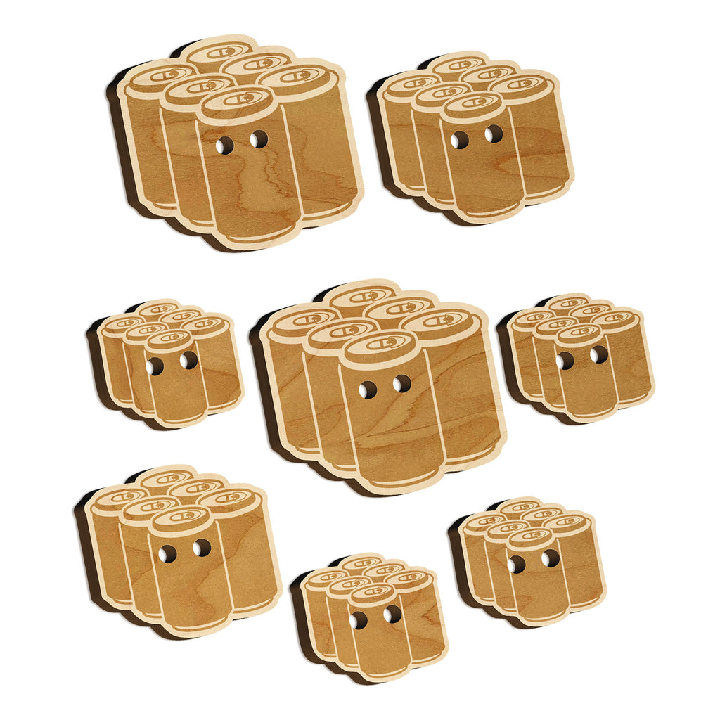 Beer Soda Drink Six Pack Wood Buttons for Sewing Knitting Crochet DIY Craft