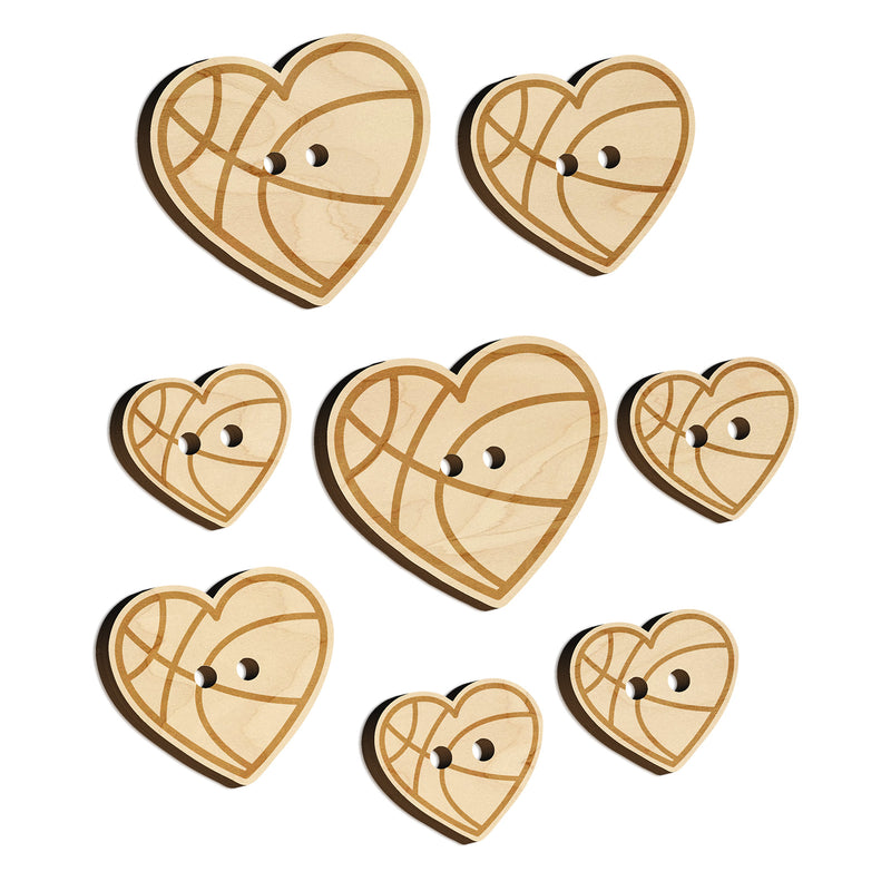 Heart Shaped Basketball Sports Wood Buttons for Sewing Knitting Crochet DIY Craft