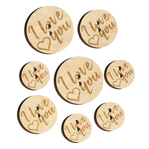 I Love You in English Heart Wood Buttons for Sewing Knitting Crochet DIY Craft