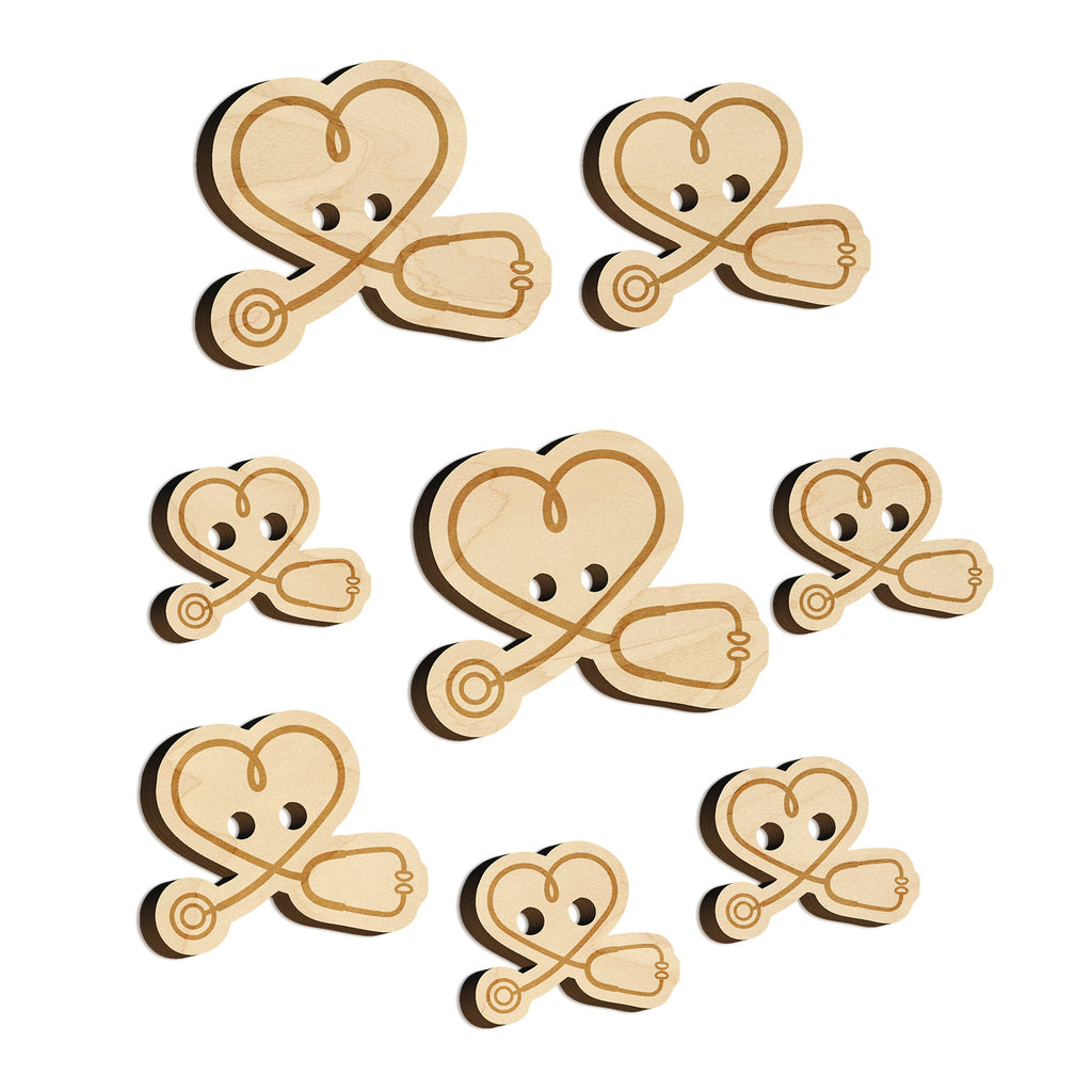 Nurse Doctor Heart Shaped Stethoscope Wood Buttons for Sewing Knitting Crochet DIY Craft