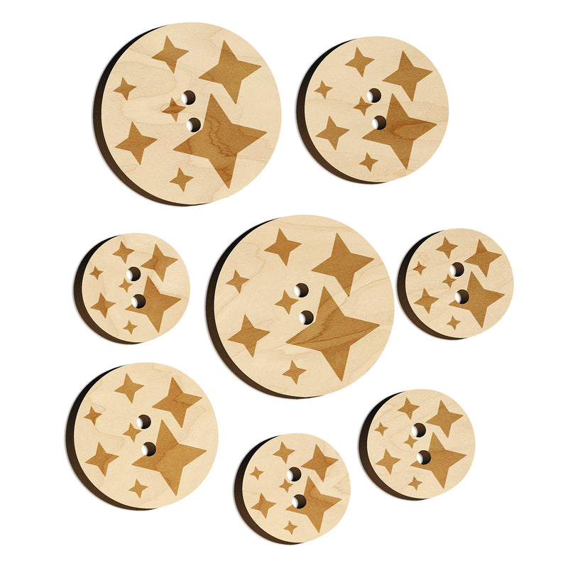 Twinkling Stars Glitter Shimmer Wood Buttons for Sewing Knitting Crochet DIY Craft