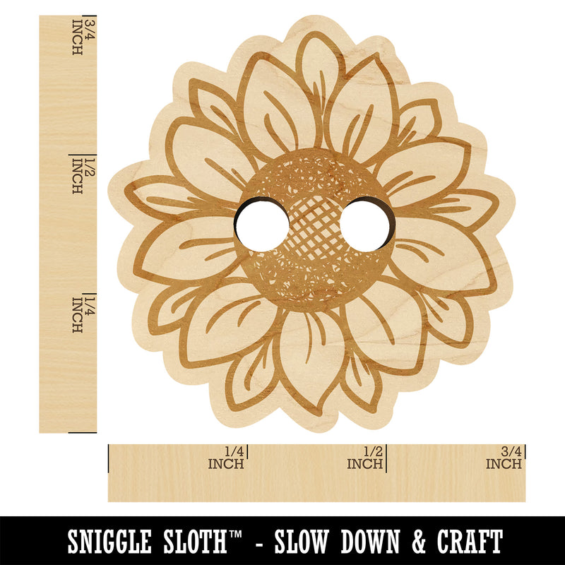 Cute Sunflower Doodle Wood Buttons for Sewing Knitting Crochet DIY Craft