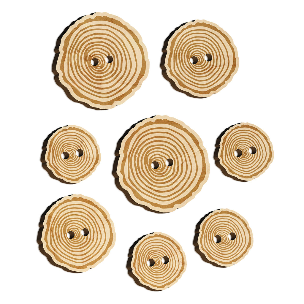 Hand Drawn Tree Rings Doodle Wood Buttons for Sewing Knitting Crochet DIY Craft