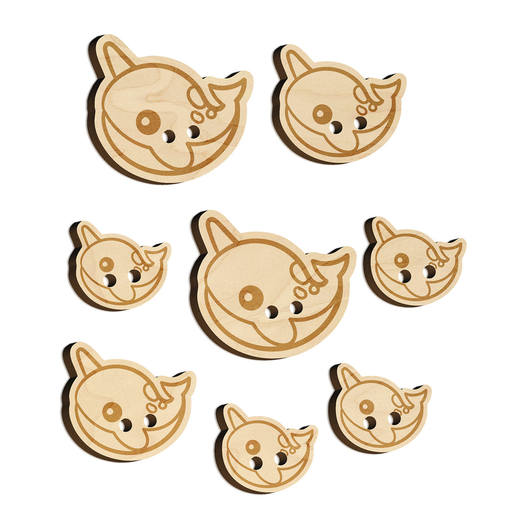 Kawaii Narwhal Wood Buttons for Sewing Knitting Crochet DIY Craft