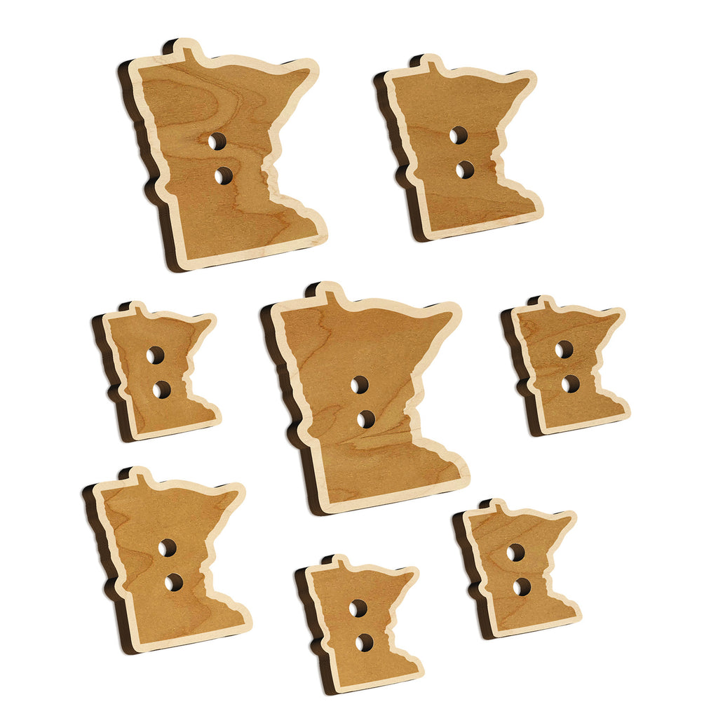 Minnesota State Silhouette Wood Buttons for Sewing Knitting Crochet DIY Craft