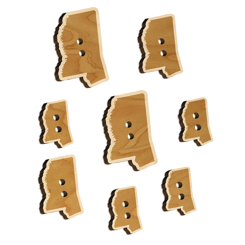 Mississippi State Silhouette Wood Buttons for Sewing Knitting Crochet DIY Craft
