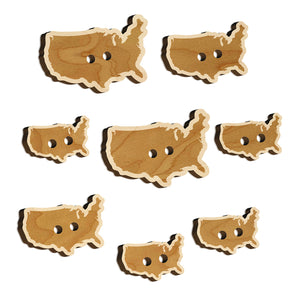 USA United States America Country Silhouette Wood Buttons for Sewing Knitting Crochet DIY Craft