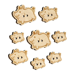 Chubby Round Hippo Hippopotamus Wood Buttons for Sewing Knitting Crochet DIY Craft
