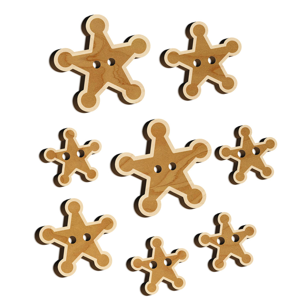 Cowboy Sheriff Badge Star Wood Buttons for Sewing Knitting Crochet DIY Craft