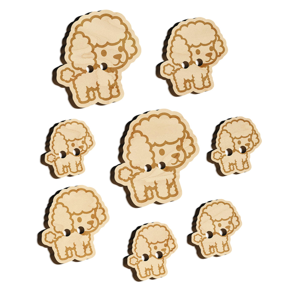 Cute and Fluffy Poodle Dog Wood Buttons for Sewing Knitting Crochet DIY Craft