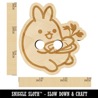 Cute Kawaii Bunny Rabbit Eating a Carrot for Lunch Wood Buttons for Sewing Knitting Crochet DIY Craft