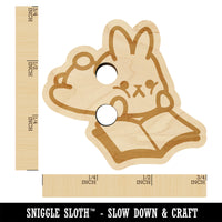 Cute Kawaii Bunny Rabbit Reading Studying for School Wood Buttons for Sewing Knitting Crochet DIY Craft