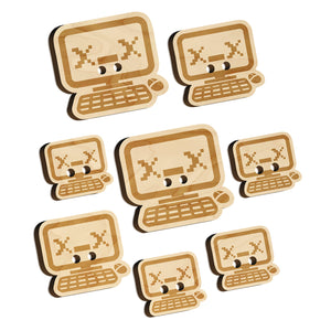 Dead Kawaii Computer Face Emoticon Wood Buttons for Sewing Knitting Crochet DIY Craft