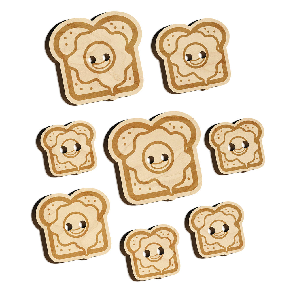 Delicious Eggs on Toast Bread Wood Buttons for Sewing Knitting Crochet DIY Craft