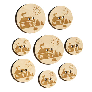 Log Cabin in the Woods Wood Buttons for Sewing Knitting Crochet DIY Craft