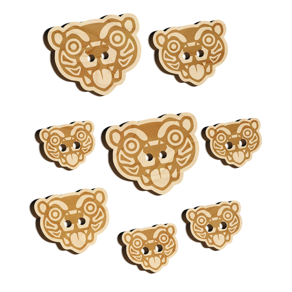 Wild Tribal Bear Face Wood Buttons for Sewing Knitting Crochet DIY Craft