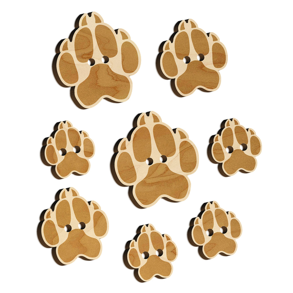 Wolf Coyote Paw Print Wood Buttons for Sewing Knitting Crochet DIY Craft