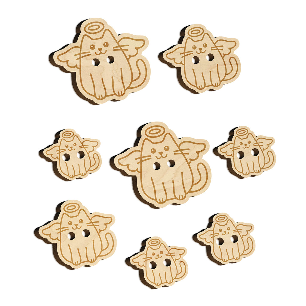 Cat Angel Wood Buttons for Sewing Knitting Crochet DIY Craft