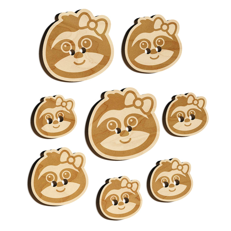 Cute Girl Sloth with Bow Wood Buttons for Sewing Knitting Crochet DIY Craft