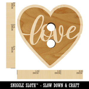 Love Script in Heart Wood Buttons for Sewing Knitting Crochet DIY Craft