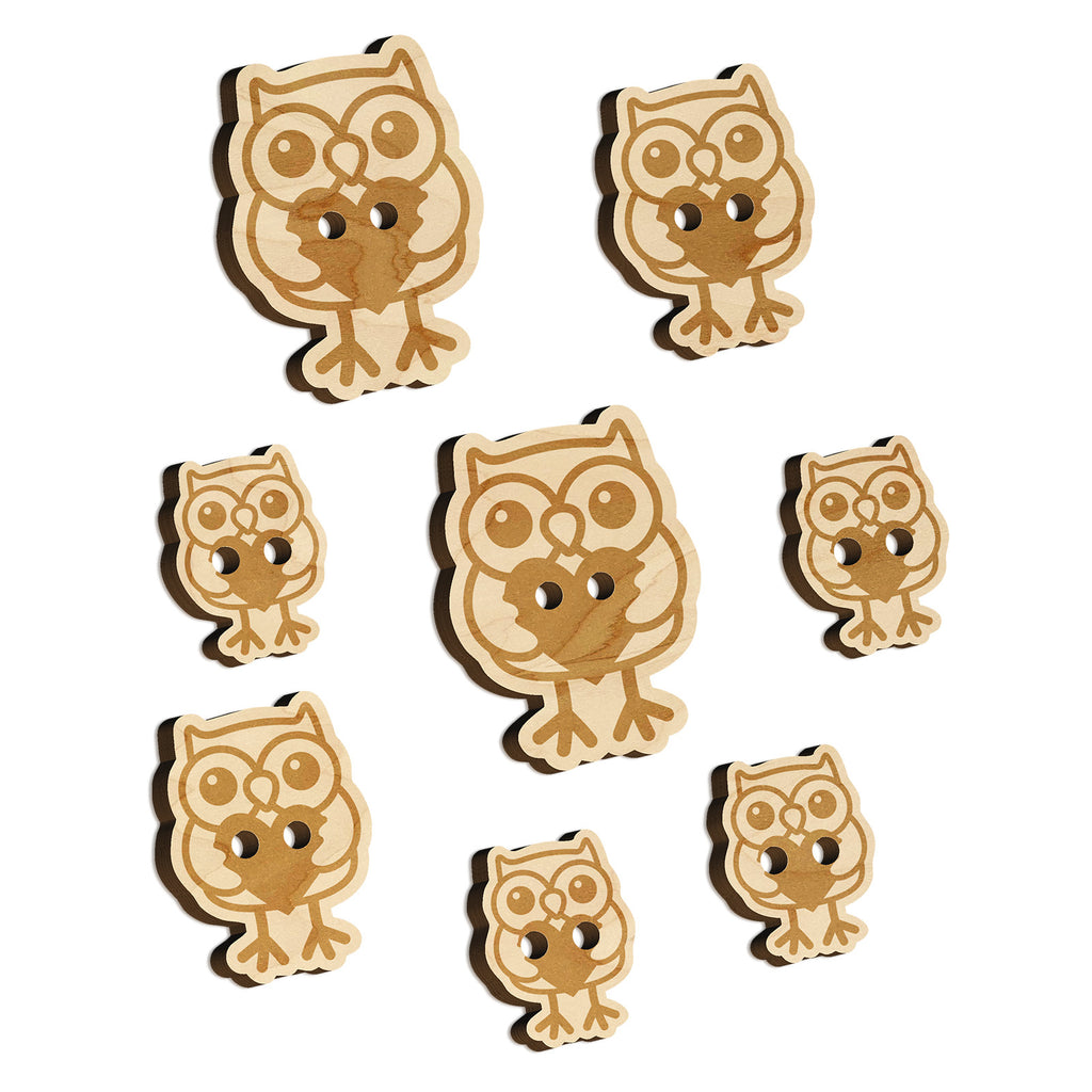 Owl Holding Heart Wood Buttons for Sewing Knitting Crochet DIY Craft