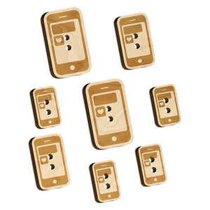 Mobile Tablet Phone Heart Text Message Wood Buttons for Sewing Knitting Crochet DIY Craft