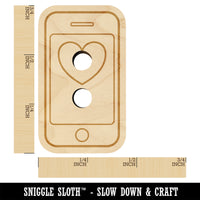 Mobile Tablet Phone Outline With Heart Wood Buttons for Sewing Knitting Crochet DIY Craft