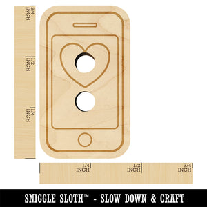 Mobile Tablet Phone Outline With Heart Wood Buttons for Sewing Knitting Crochet DIY Craft