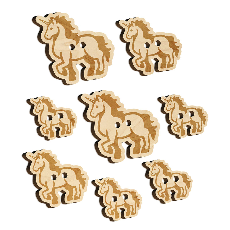 Elegant Majestic Mythical Unicorn Wood Buttons for Sewing Knitting Crochet DIY Craft
