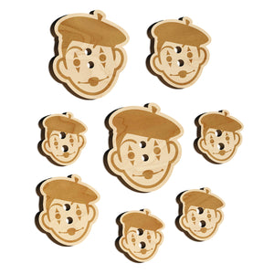 French Mime with Beret Wood Buttons for Sewing Knitting Crochet DIY Craft