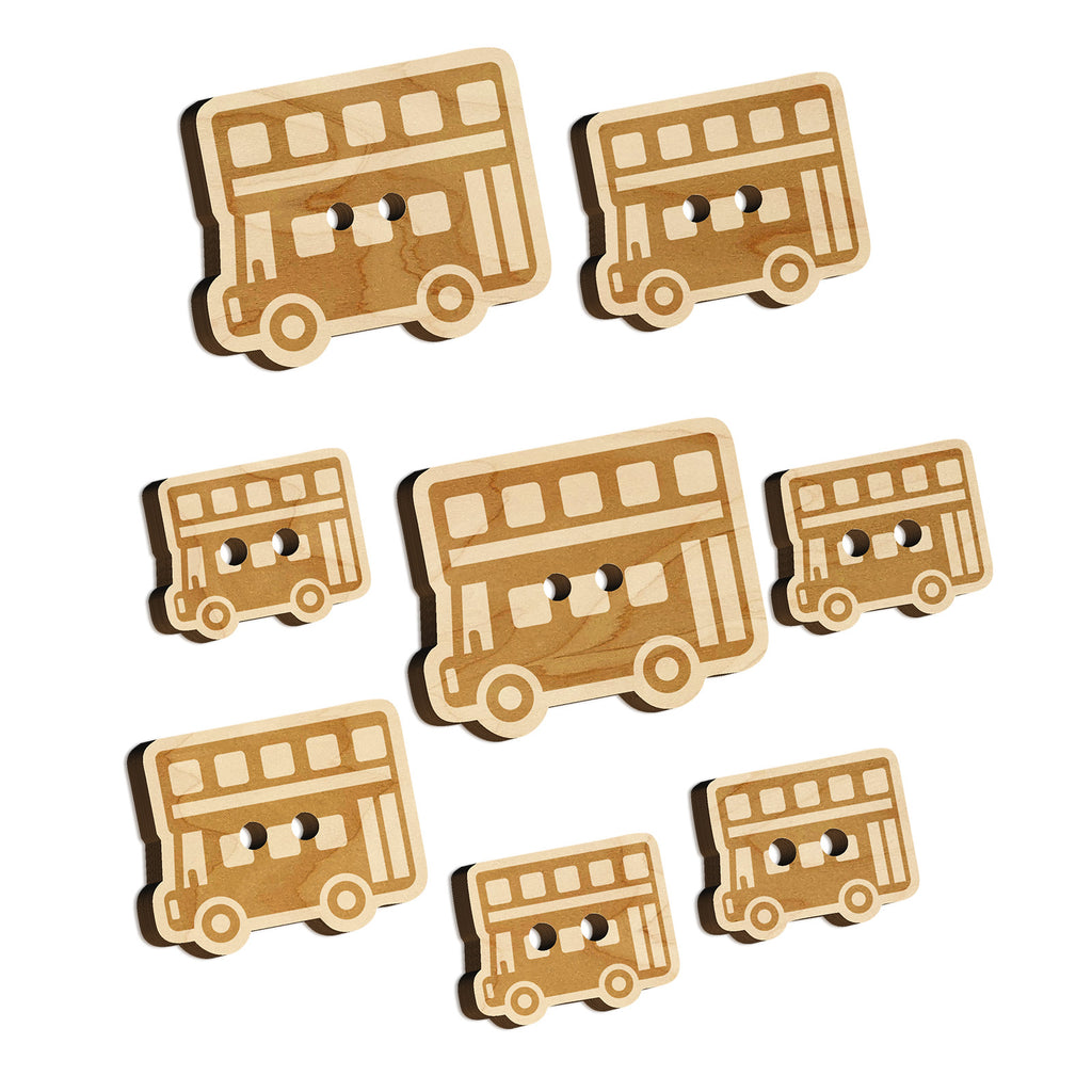 London Double Decker Bus Public Transportation Wood Buttons for Sewing Knitting Crochet DIY Craft