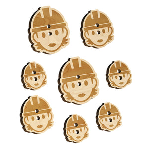 Occupation Construction Worker Builder Woman Icon Wood Buttons for Sewing Knitting Crochet DIY Craft